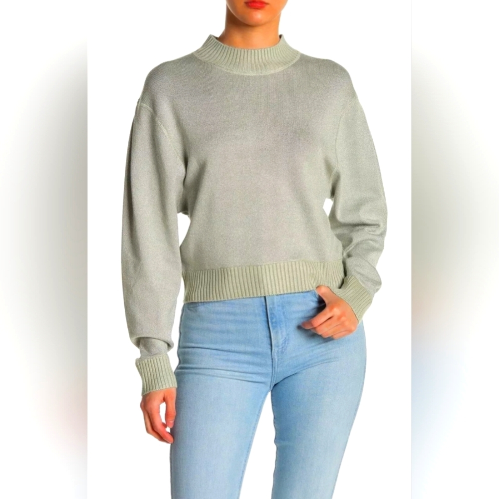 Free People Starry Night Metallic Knit Sweater in Frosted Fern, XL, NWOT